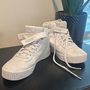 Puma Suede High-Tops in Off-White